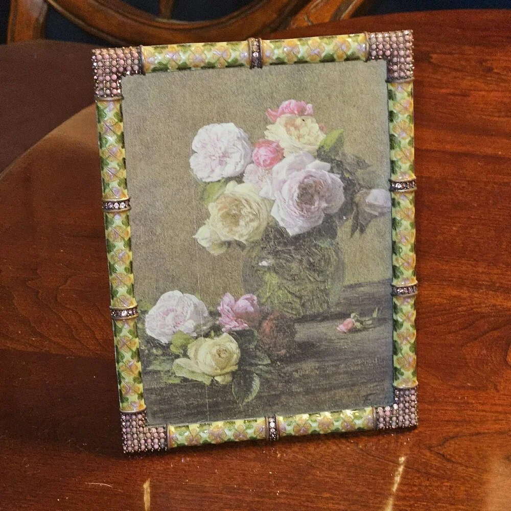 RARE WOW JAY STRONGWATER ARGYLE PLAID PINK DARJEELING PAVE CRYSTAL ENAMEL FRAME